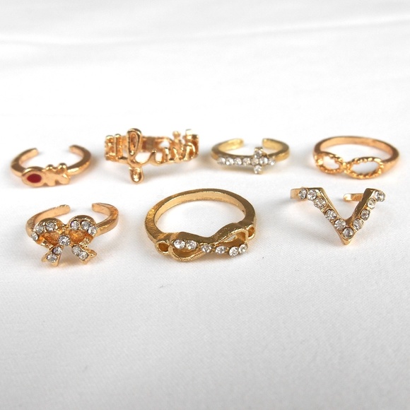 7 Piece Bowknot Knuckle Ring Set - Picture 5 of 7